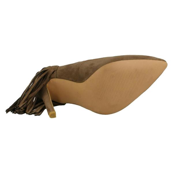 Spot On Ladies Spot On High Heel Fringe Trim Court Shoe