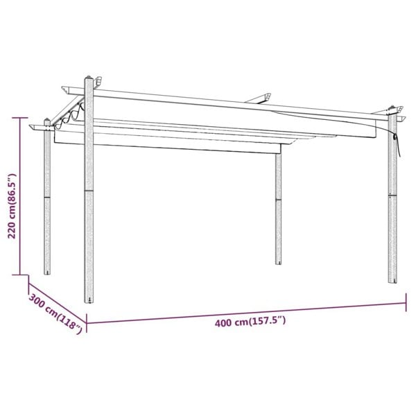 Berkfield Garden Gazebo with Retractable Roof 4x3 m Cream