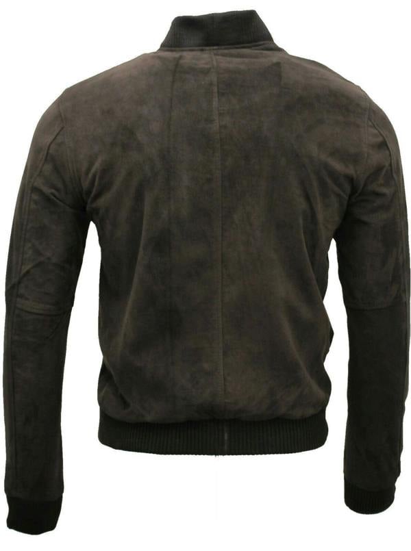 Infinity Leather Mens Varsity Soft Suede Leather Bomber Jacket