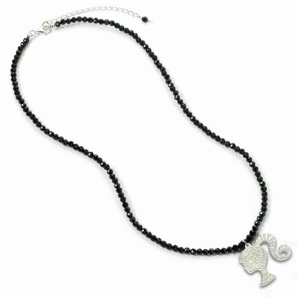 The Carat Shop Barbie Sterling Silver Silhouette on a Black Onyx Bead Necklace