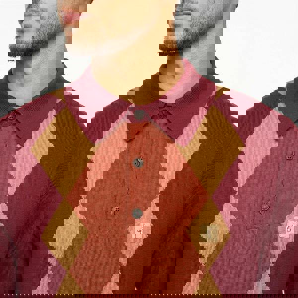 Gabicci V55GM02 Mens Bond Long Sleeve Knitted Three Button Polo Gabicci Vintage - MULBERRY