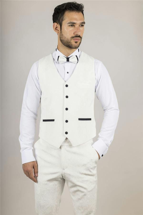Infinity Leather Men's White 3 Piece Velvet Wedding Tuxedo Formal Suit
