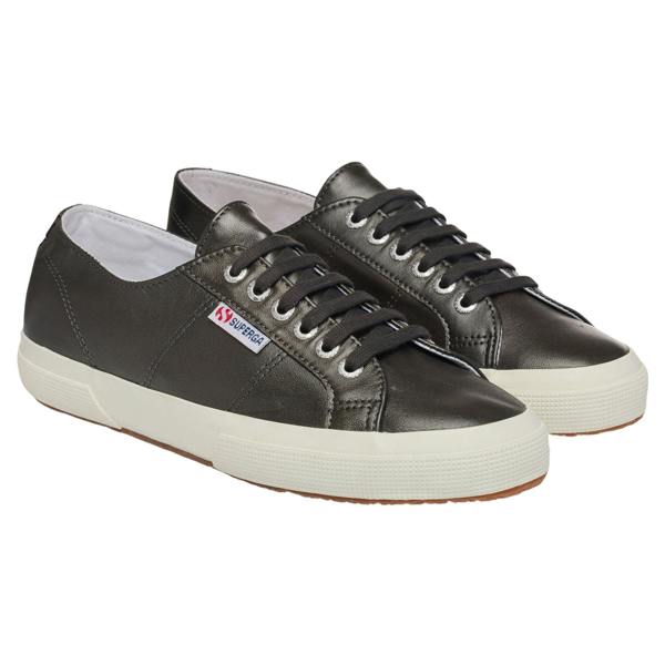 Superga Womens/Ladies 2750 Metallic Leather Trainers - Metallic Silver/Off White