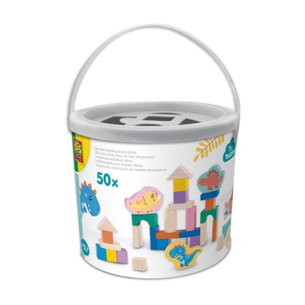  SES Creative Wooden building blocks dinos - 50pcs bucket