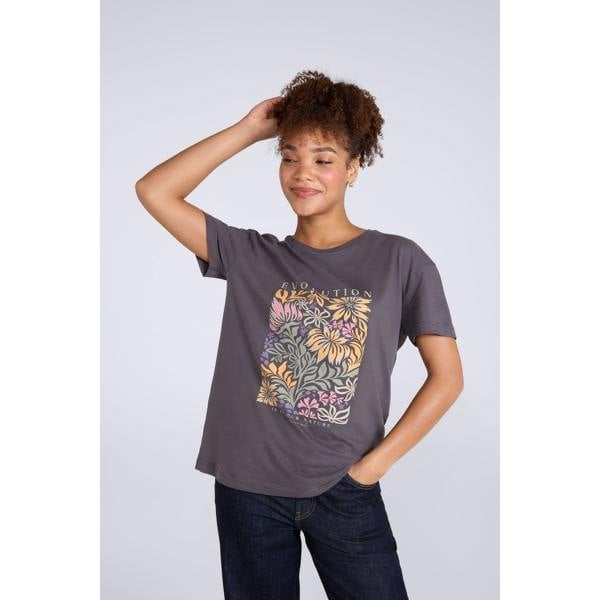 Animal Womens Leena Organic Cotton Boxy T-Shirt - Dark Grey
