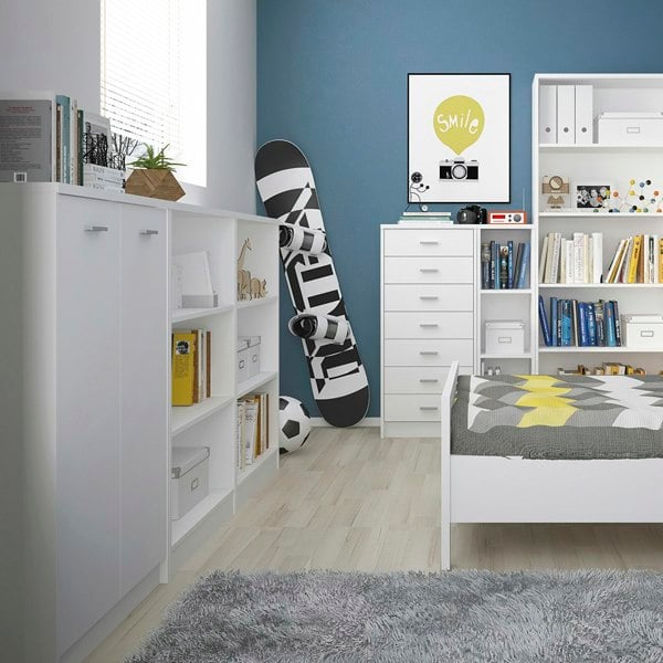 Furniture To Go 4 You Medium Wide Bookcase In Pearl White