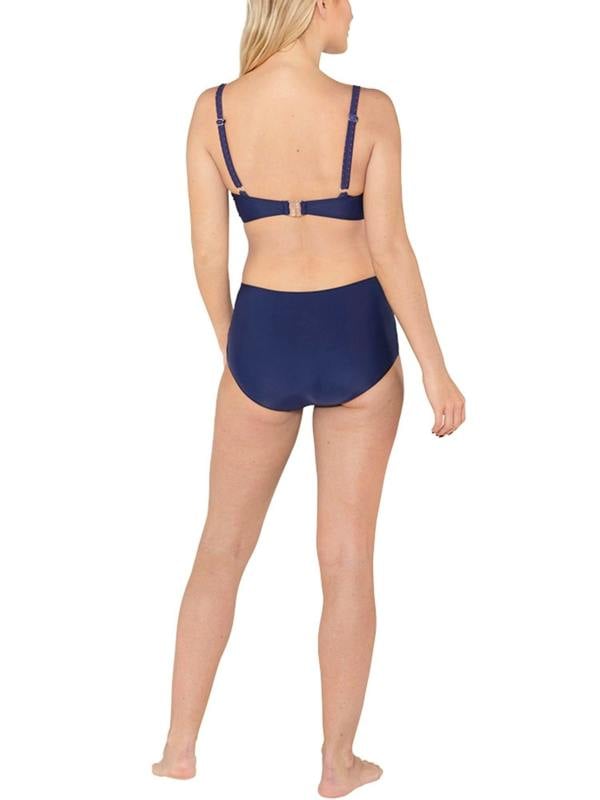 Navy & Red Spotted Underwired Bikini Top Fastening
