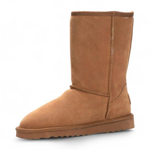 Infinity Leather Women's Genuine Sheepskin Chestnut Suede Slip-On Ankle Winter Boots - Dusk