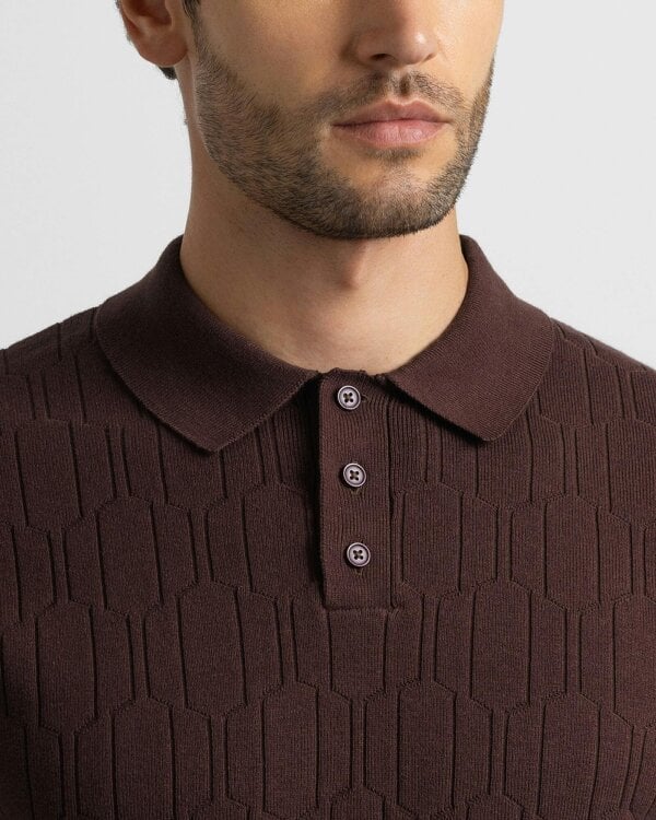 Steel & Jelly Tarvin - Geo Texture Knitted Polo Shirt