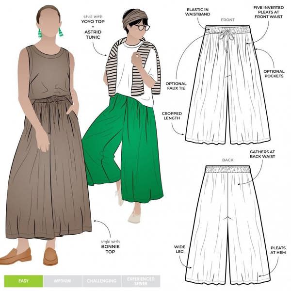 Style Arc Sewing Pattern Reeve Culottes - Trousers for Women - Easy