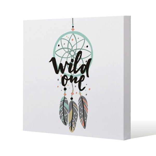 Benjamin Tate Design Cute print in Boho style Slim Style Canvas Print  75x75cm , 15mm Slim Real wood.