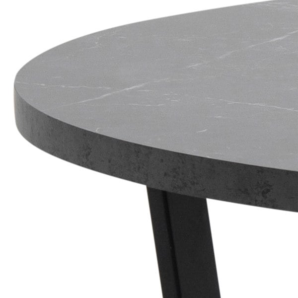 Furniture To Go Amble Round Dining Table with Black Marble Melamine Top & Black Legs