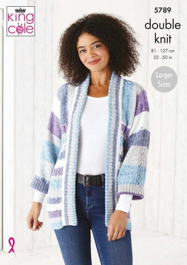 King Cole Harvest DK Knitting Pattern 5789, Jackets, Sweaters, Cardigans for Women, 32 - 50 Inches