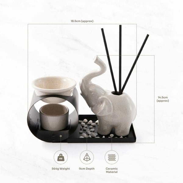 Myga Elephant Aroma Diffuser and Incense Holder Set