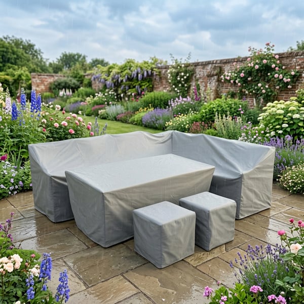 Fimous Black High Density PVC Rattan Furniture Rain Cover - Custom-Sized For Your Set