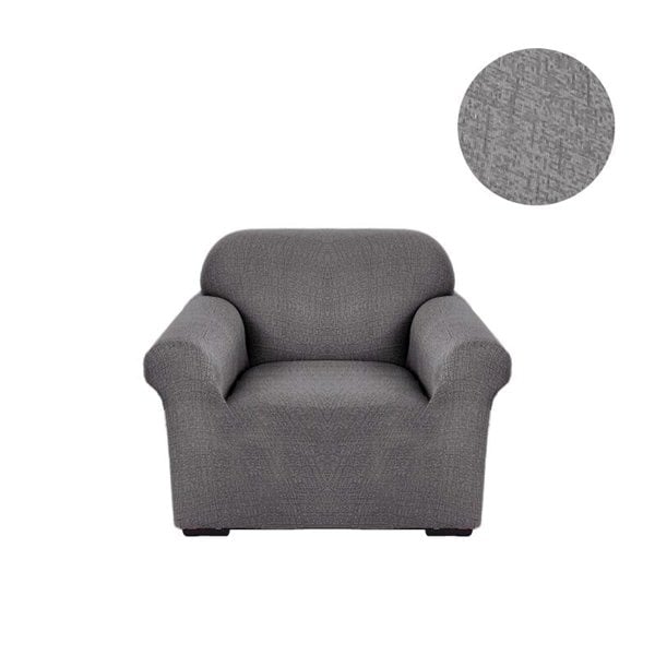 Anyhouz Anyseat 1 Seater Sofa Cover Solid Gray Style and Protection For Living Room Sofa Chair Elastic Stretchable Slipcover