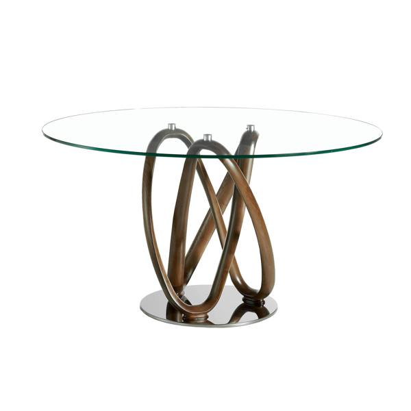 Angel Cerdá Round tempered glass and walnut dining table 1021