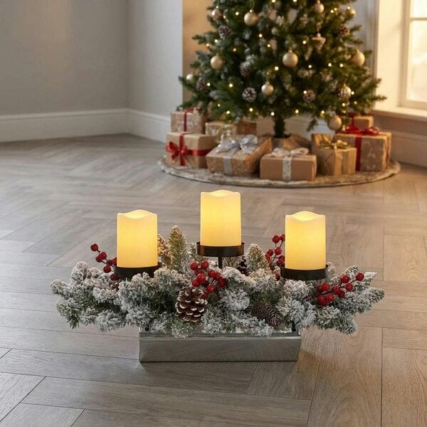 Garden Greatness Flocked Berry and Cone Festive Centrepiece