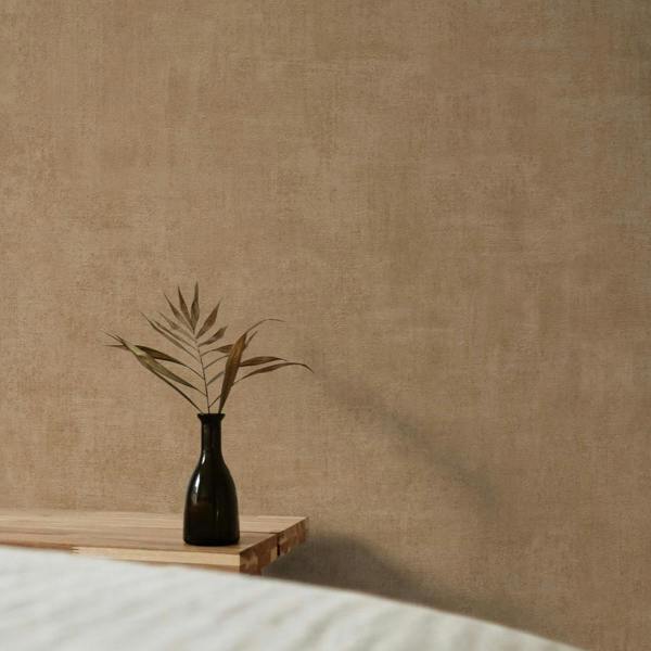 Grandeco Annabella Distressed Limewash Plaster Textured Wallpaper, Brown Plaster