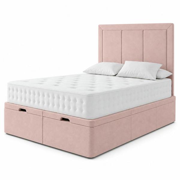 Great British Beds Panama Divan Ottoman Bed - Pink Plush