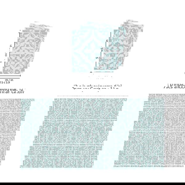 WALPLUS WT1541 - Santa Rosa Pistachio - Light Grey Stencil Tiles Wall Stickers - 15 cm x 15 cm - 24 pcs