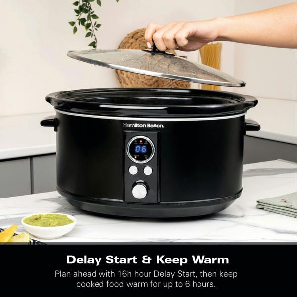 Hamilton Beach Digital 6.5L Oval Slow Cooker - Black