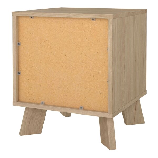 Wyld Haus Hobro White and Natural Oak Wood Nightstand 1 Drawer
