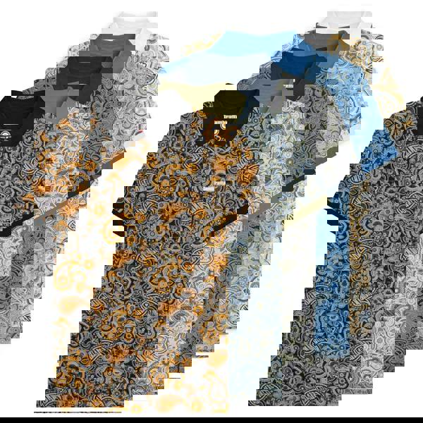 Lambretta Mens Classic Paisley Print Mod Retro Ska Casual Polo