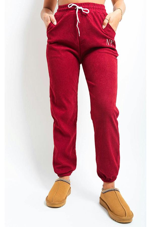Noemi High Waisted Drawstring Trouser With Pockets - Wine