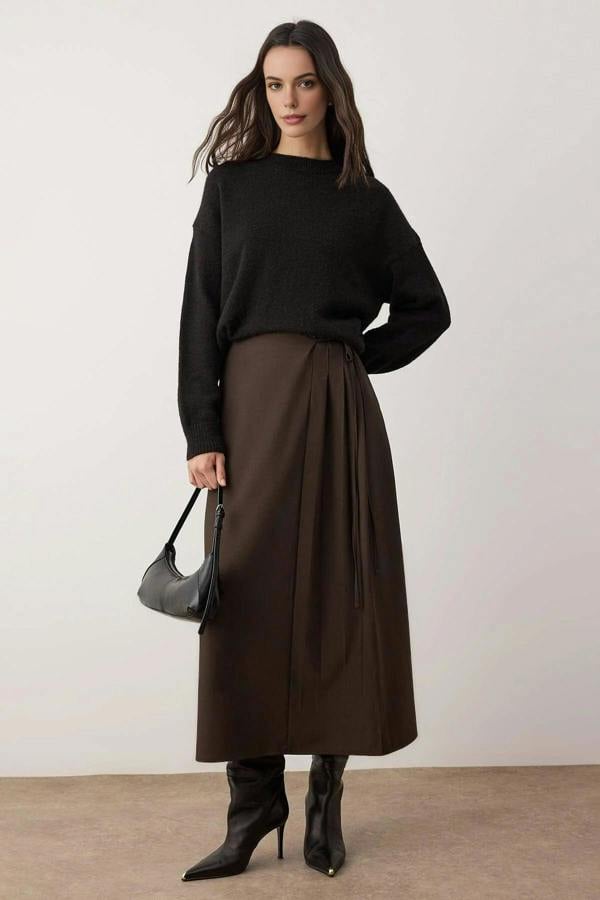 WOVCOR A-line Unlined Woven Maxi Skirt