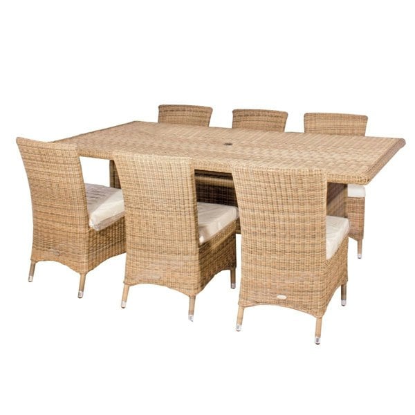 Cozy Bay Furniture Cozy Bay Barcelona Rattan 6 Seat Dining Set with Rectangle Table in 4 Seasons