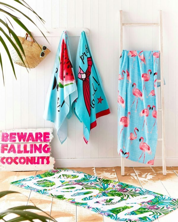Catherine Lansfield Flamingo Multi Beach Towel