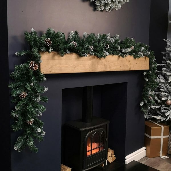 Samuel Alexander 2.7m Snow Tipped Christmas Garland with Pine Cones and Mixed Needles