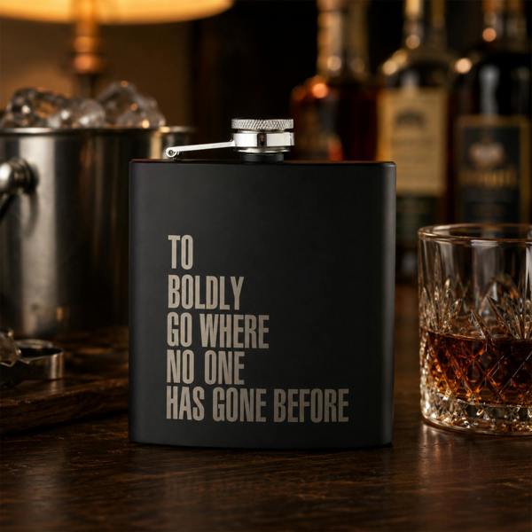 Widdop & Co Star Trek "Boldly Go" Stainless Steel Hip Flask Black