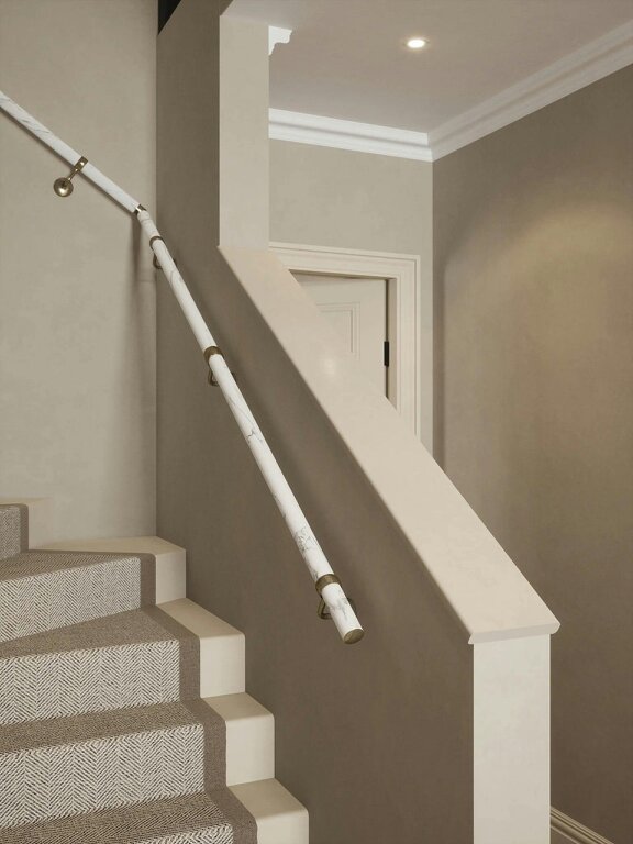 Handrails Direct Montford Soft White Marble Single Winder Handrail
