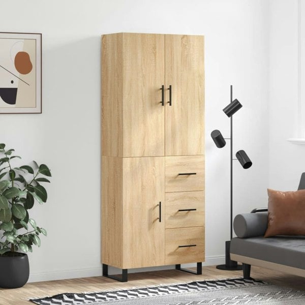 Berkfield Highboard Sonoma Oak 69.5x34x180 cm Engineered Wood