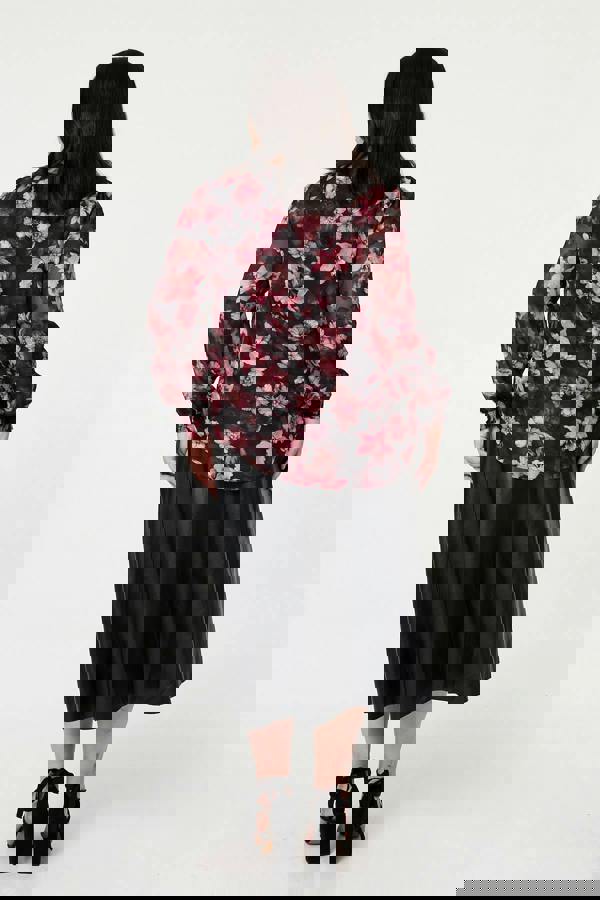 Pink | Curve Floral Long Sleeve Layered Blouse