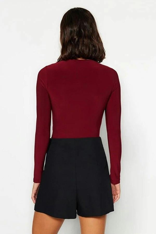 WOVCOR Knit Bodysuit with Cut-Out and Gathered Details
