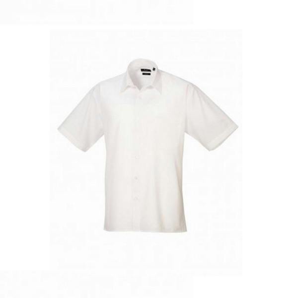 Premier Mens Short Sleeve Poplin Shirt - White