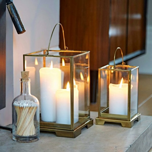 Paper High Antique Brass Candle Lantern