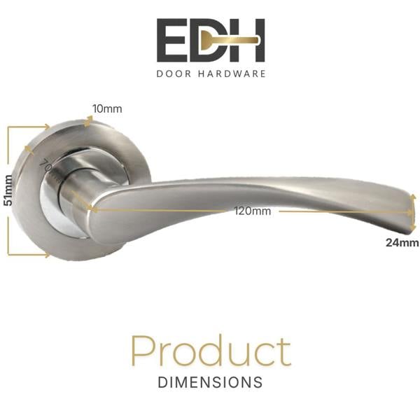 EDH Door Hardware EDH Duo Twist Door Handles – Satin Chrome Lever on Round Rose – Modern Internal Door Handles 4 Pairs