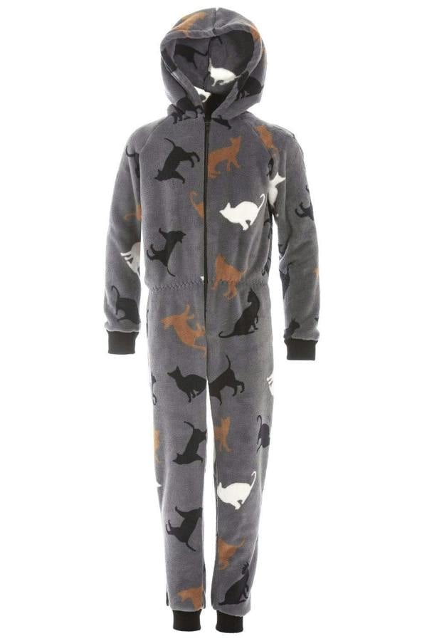 Camille Childrens Grey Cat Print Onesies