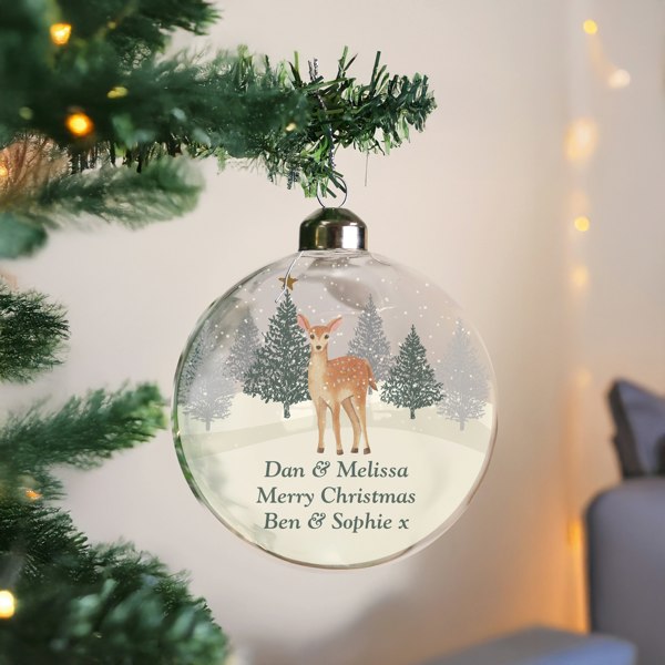 Personalised Memento Company Personalised Christmas Deer Glass Bauble