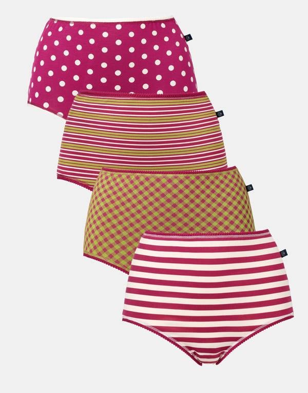 British Boxers Multipack! 4 Pairs of Women's Bamboo Full Briefs – Rhubarb Sugar