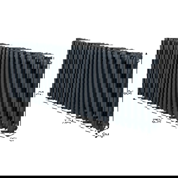 Monstershop Traditional 3 Column Radiator - 600 x 1462mm - Anthracite Grey