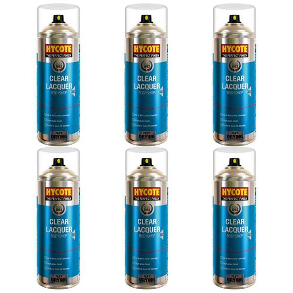 Hycote 6X Hycote Bodyshop Clear Lacquer Spray Paint 400ml