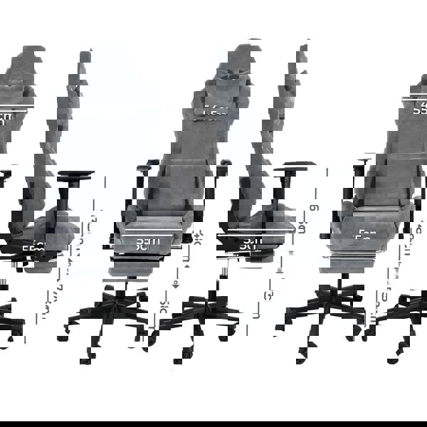 Levede Office Desk Chair Gaming Recliner Adjustable Height with Footrest Grey