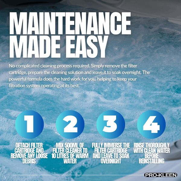 ProKleen Pro-Kleen Hot Tub Pool & Spa Filter Cartridge Cleaner 5L-10 Treatments Improves Efficiency-Deeply Cleans and Removes Oils