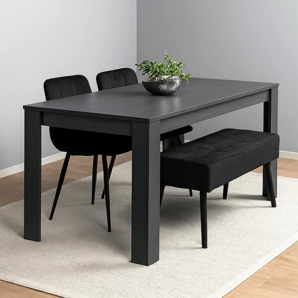 Kosy Koala Modern Arrow Design Dining Table Set with 2 Black Velvet Chairs and 1 black Bench Dining Room furniture