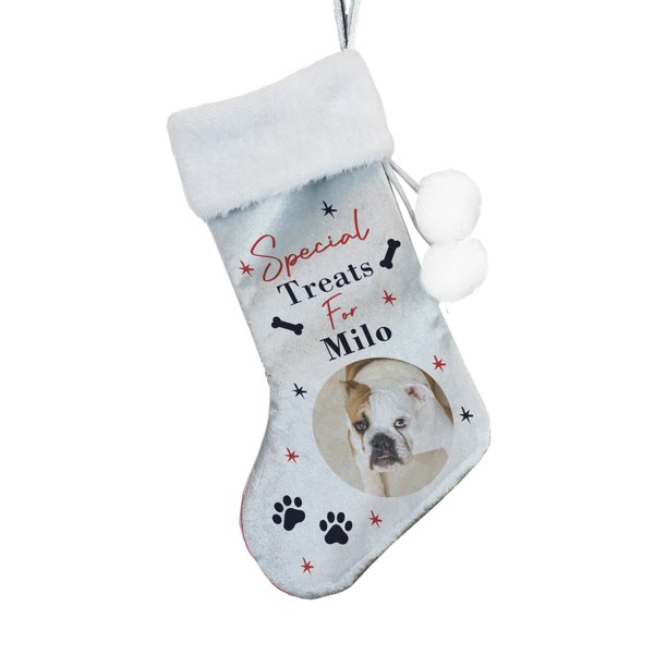 Personalised Memento Company Personalised Photo Upload Dog Christmas Stocking